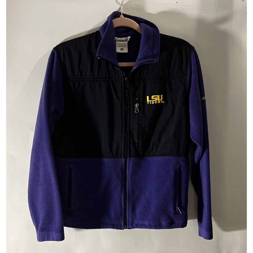 Columbia Wmns Medium LSU Tigers Embroidered Sherpa Full Zip Jacket Purple Black